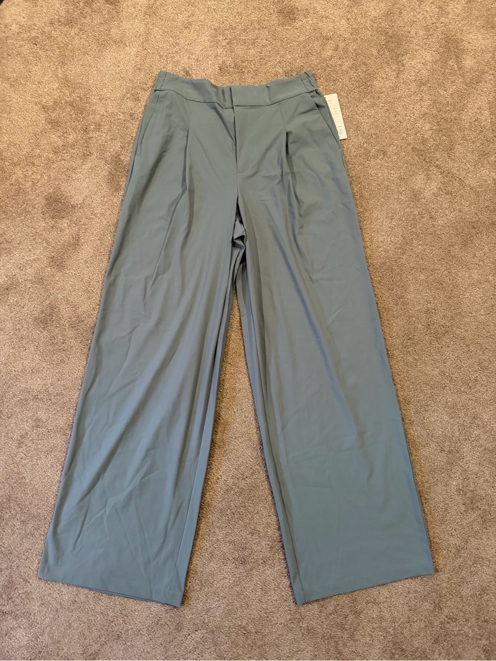 Athleta Pinnacle High Rise Trouser Size 10 Blue Gray Wide Leg NWT